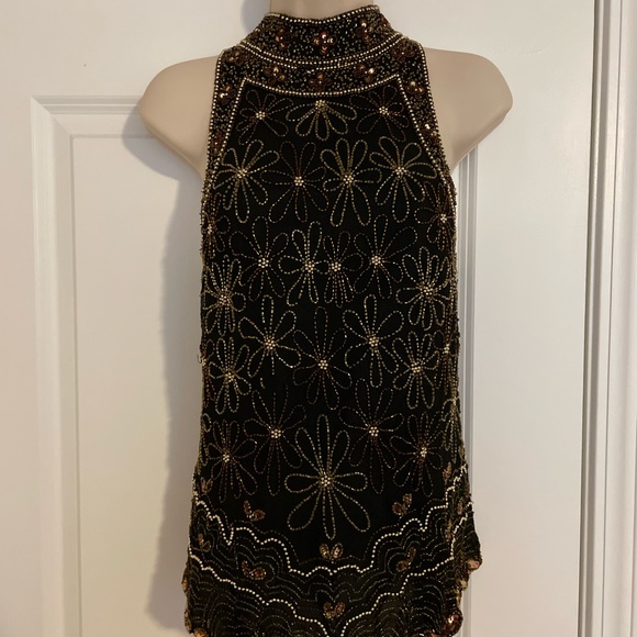 Black and Gold beaded formal top. - Picture 2 of 4